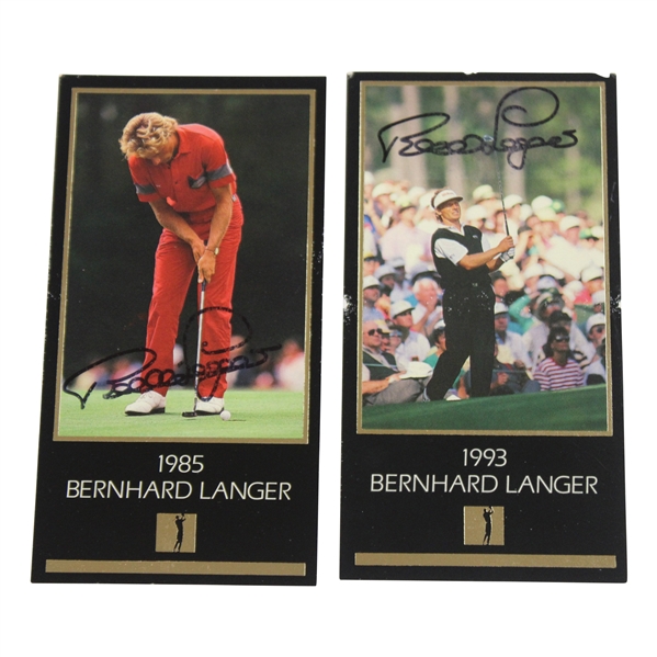 Bernard Langer Signed 1985 & 1993 Champions of Golf Masters Collct. GSV Golf Cards JSA ALOA