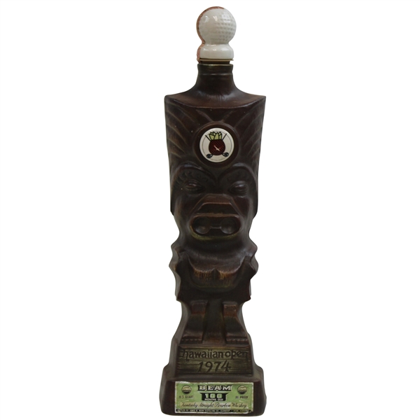 1974 Hawaiian Open Jim Beam United Airlines Tiki Whiskey Decanter - Nicklaus Win