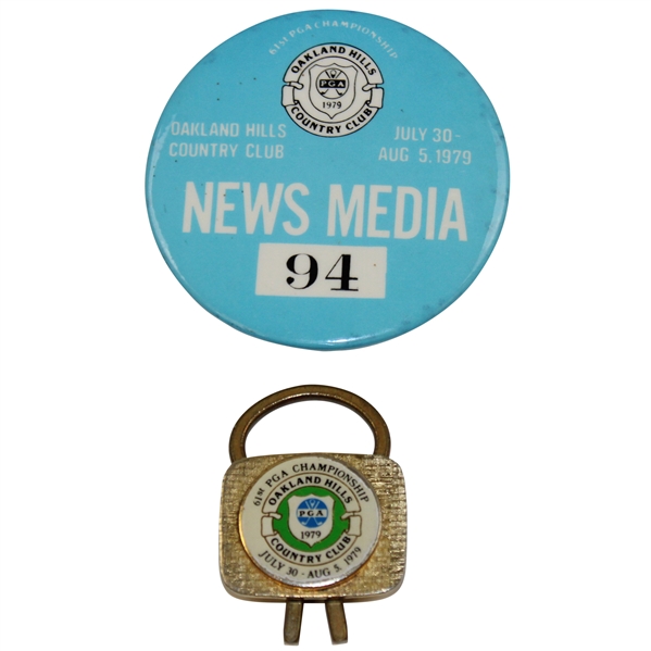 1979 PGA Championship at Oakland Hills CC News Media Badge #94 with Key Chain