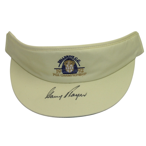 Gary Player Signed 1992 PGA Championship at Bellerive CC Visor - Site of Garys 1965 US Win