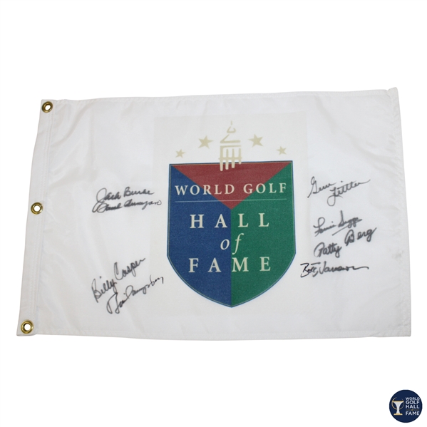 Burke, Runyan, Casper, Berg, Jameson, Suggs & 2 others Signed WGHoF Flag JSA ALOA