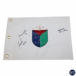 Nick Price, Lanny Wadkins & Hubert Green Signed World Golf Hall of Fame Flag JSA ALOA