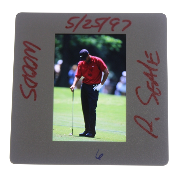 Tiger Woods Color Photo Negative - Handwritten R. Seale And Woods 5/25/97