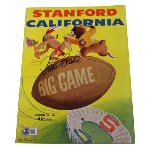 John Brodie Twice Signed 1956 Stanford California Big Game Program BAS #BP64819