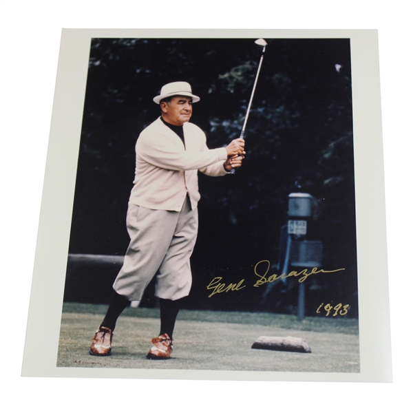 Gene Sarazen Signed Follow Through Photo Dated 1993 - Signed in Gold Marker JSA ALOA