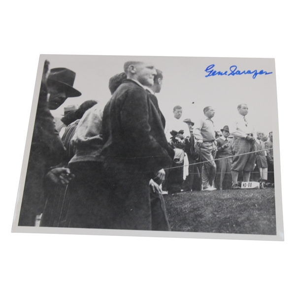 Gene Sarazen Signed Standing on 11th Tee B&W Photo JSA ALOA