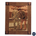 Marquetry Portrait of Old Tom & Young Tom Ceramic Tile by Tony Jacklin - WGHoF Collection