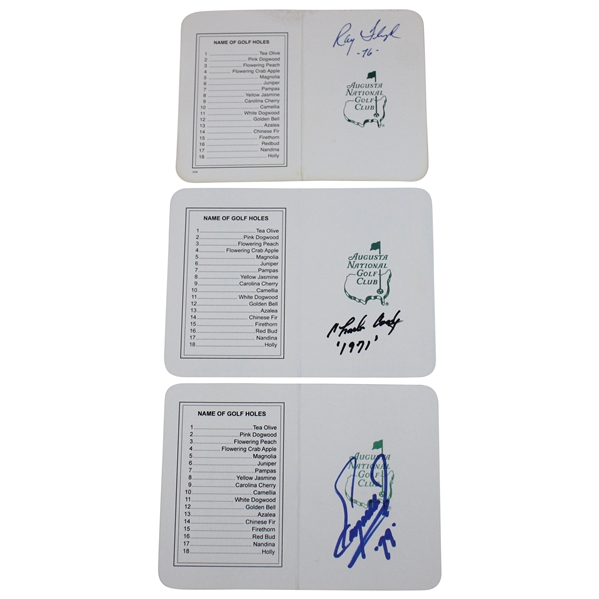 Fuzzy Zoeller, Charles Coody & Ray Floyd Signed Augusta National GC Scorecards JSA ALOA