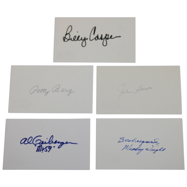 Casper, Geiberger, Wright, Boros, Berg Signed 3x5 Cards BAS Certified