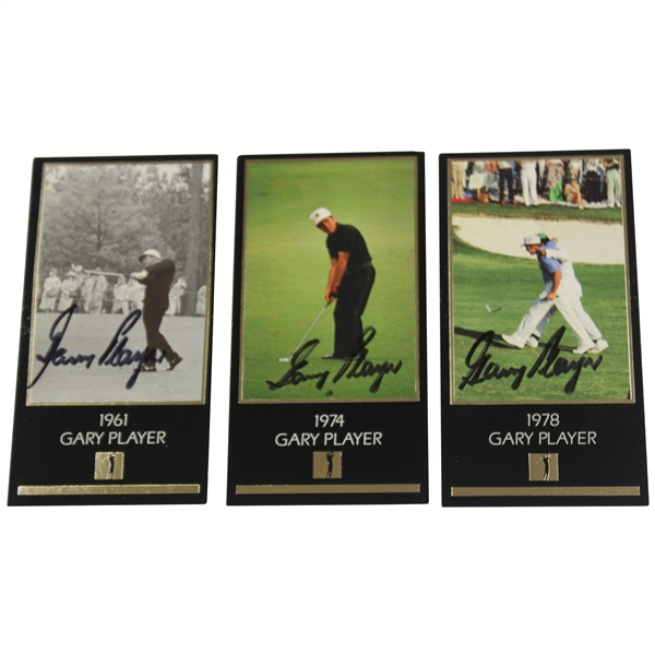 Gary Player Signed 1961, 1974, & 1978 The Masters Collection GSV Golf Cards JSA ALOA