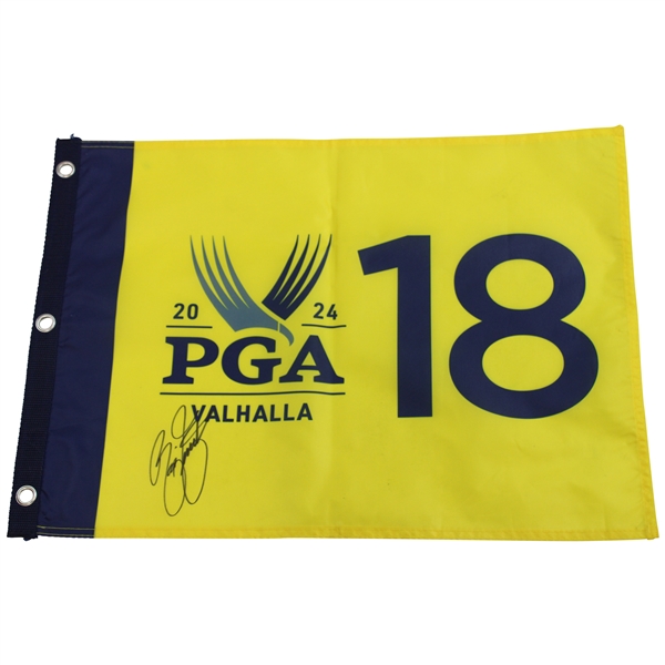 Rickie Fowler Signed 2024 PGA Championship at Valhalla Screen Flag JSA ALOA