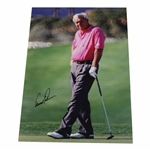 Arnold Palmer Signed Leaning on Putter in Pink Shirt 11x16 Oversize Photo JSA ALOA