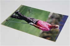 Arnold Palmer Signed Leaning on Putter in Pink Shirt 11x16 Oversize Photo JSA ALOA