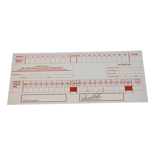 Arnold Palmer Signed 1993 Us Senior Open Scorecard JSA ALOA