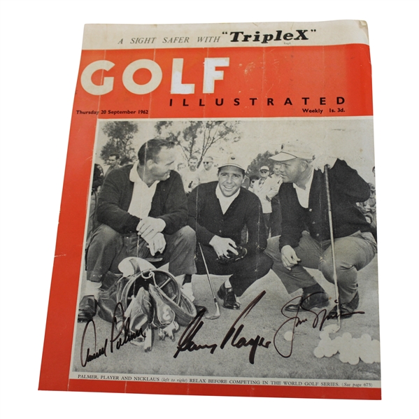 Big 3 Palmer, Nicklaus & Player Signed 1962 Golf Illustrated Magazine Cover Only JSA ALOA