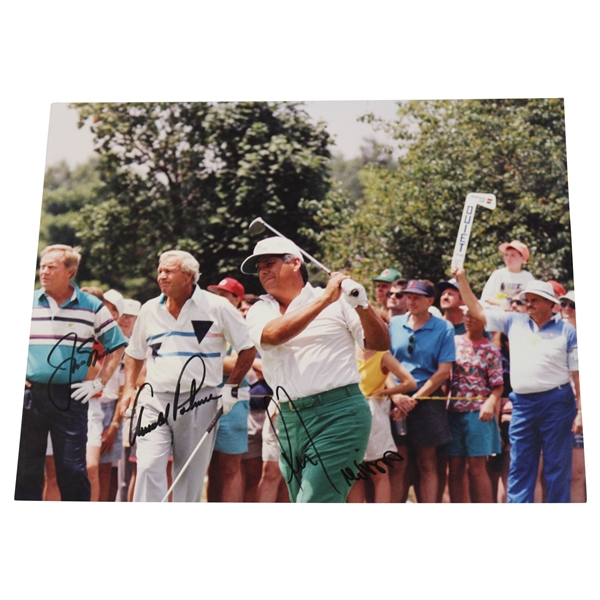 Arnold Palmer, Jack Nicklaus & Lee Trevino Signed Lee Tees Off 11x14 Photo JSA ALOA