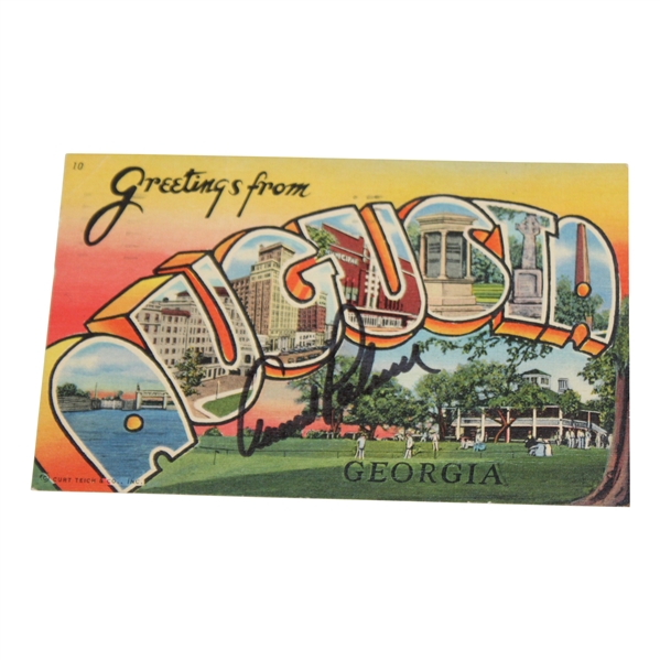 Arnold Palmer Signed Augusta Postcard JSA ALOA