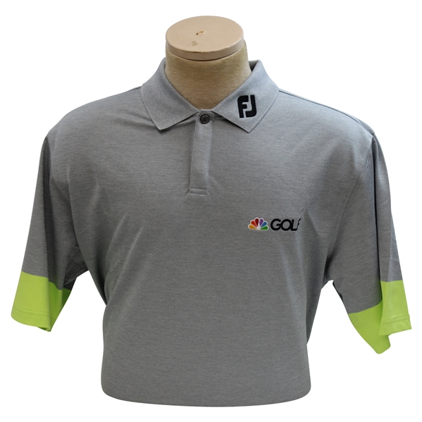 Paul Azingers Personal Official NBC Sports FootJoy Pique Block Heather Grey/Lime Golf Shirt