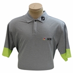 Paul Azingers Personal Official NBC Sports FootJoy Pique Block Heather Grey/Lime Golf Shirt