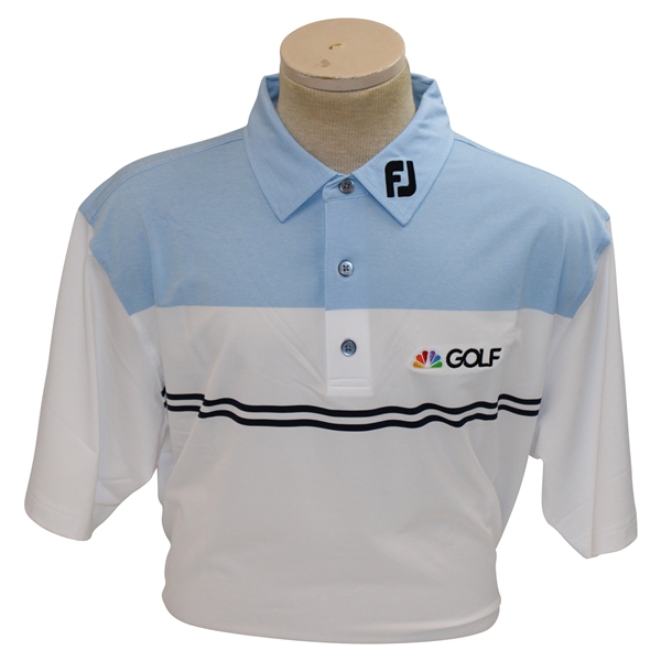 Paul Azingers Personal Official NBC Sports FootJoy Lisle Heather Sky/White/Navy Golf Shirt