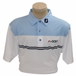 Paul Azingers Personal Official NBC Sports FootJoy Lisle Heather Sky/White/Navy Golf Shirt