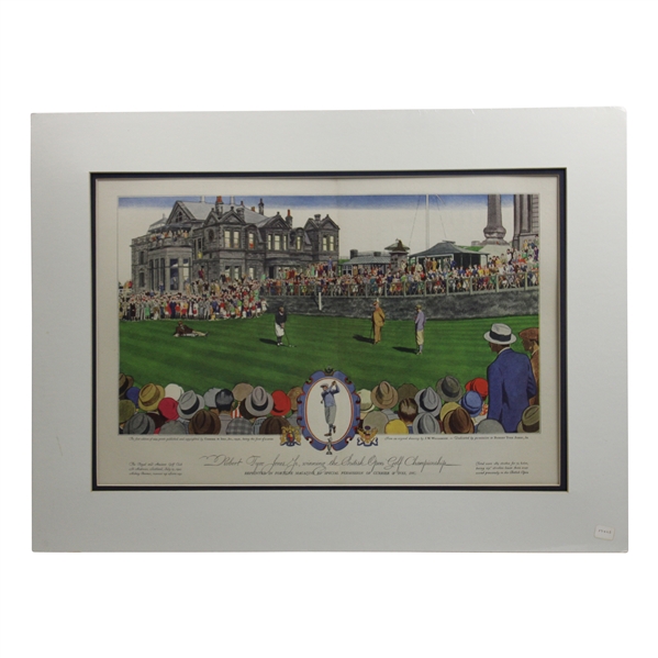 Currier & Ives (Original) Color Lithograph – Wood Framed, Single Matted, Fortune Magazine Print, Bobby Jones Winning The 1927 British Open