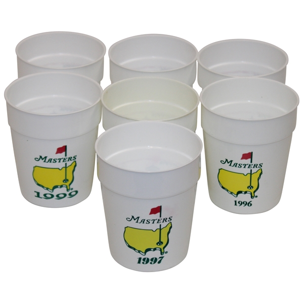 Seven (7) Masters Tournament Logo Plastic Drink Cups - 1996, 1997 & 1999