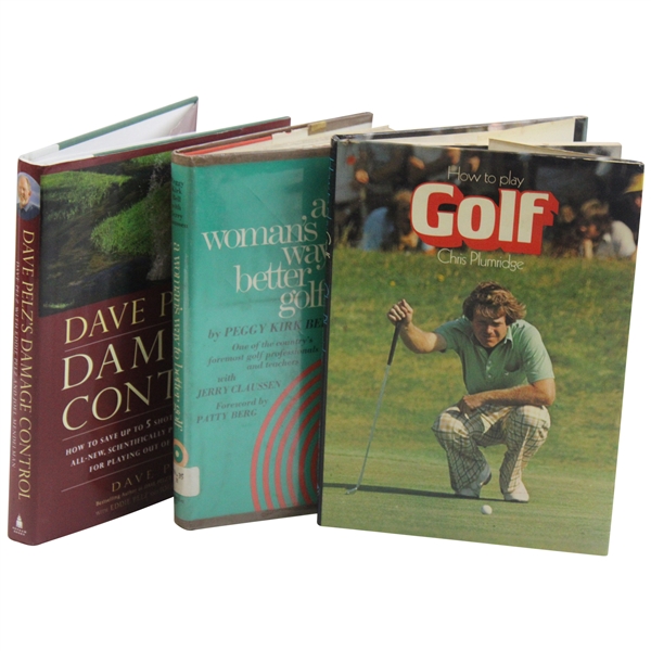 Three (3) Golf Instructional Books - How to Play Golf, A Womans Way… & Dave Pelzs Damage Control