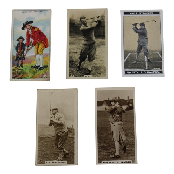 Five (5) Assorted Tobacco Golf Cards - World of Sport, De Reszke, Morris & Sons, & Nicolas Sarony