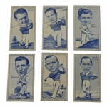 Six (6) TURF Cigarettes Sports Series Golf Cards - Cotton/Adams/Rees/Padgham/Burton/King