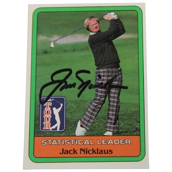 Jack Nicklaus Signed 1981 Donruss PGA Tour Statistical Leader Golf Card JSA ALOA