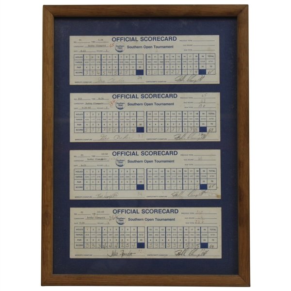 Bobby Clampetts Signed Official Used 1982 Southern Open Winning Scorecards - 1st PGA Tour Win!