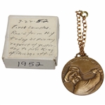 1952 Inaugural National Golf Day Medal w/Chain Ben Hogan Sample - Not Distributed to the Public