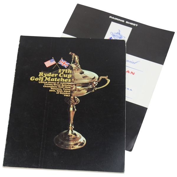 1967 Ryder Cup Golf Matches at Champions Golf Club Official Program w/Pairing Sheet