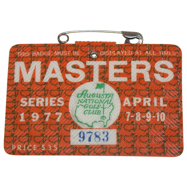 1977 Masters Tournament SERIES Badge #9783 - Tom Watson Winner