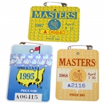 1987, 1988 & 1995 Masters Tournament SERIES Badges - Lyle, Mize & Crenshaw Wins + Tiger Debut