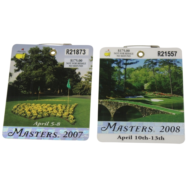 2007 & 2008 Masters Tournament SERIES Badges - Johnson & Immelman Wins