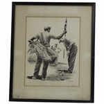 1960s Anthony Ravielli Golf Illustration - Framed