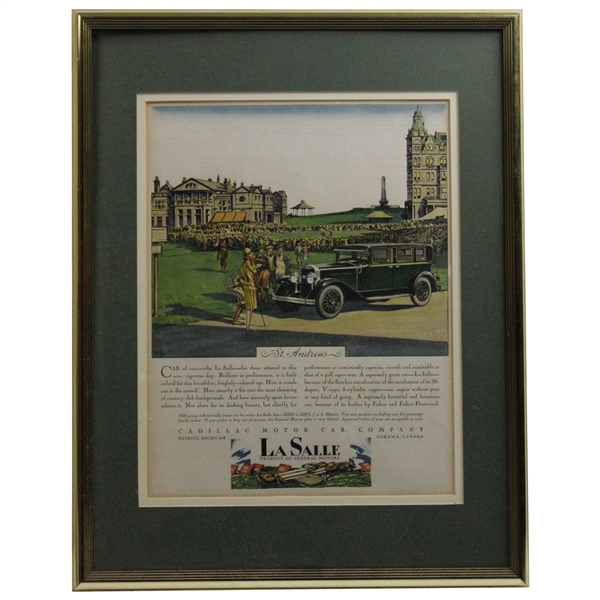 1928-29 Cadillac Motor Car Company Vintage St. Andrews Ad - Framed