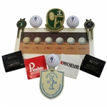 Assorted Badges, Divot Tools, Tees & Golf Balls Including "Golfs Holey Rollers Card