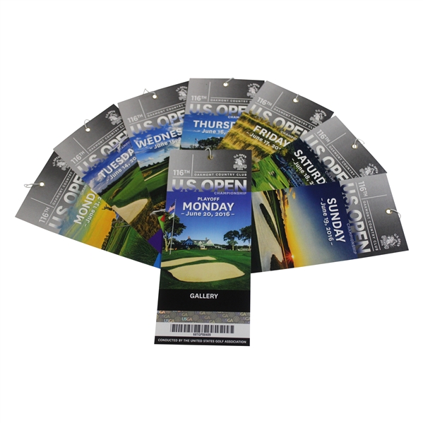 2016 US Open at Oakmont CC Complete Ticket Set - Dustin Johnson Winner