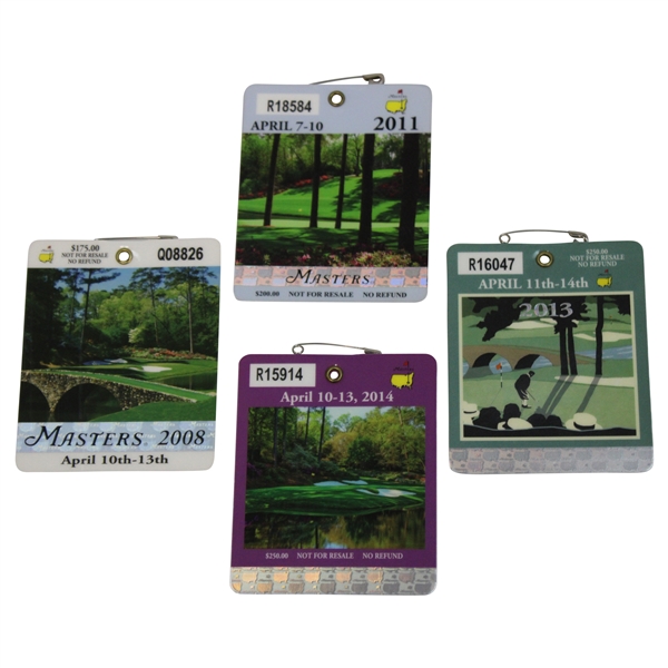 2008, 2011, 2013 & 2014 Masters Tournament SERIES Badges