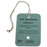 Royal Lytham & St. Annes Golf Tournament Ordinary Ticket No. 1853 - Likely 1952 Open Championship