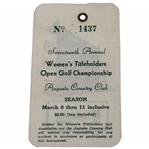 1956 Women’s Titleholders Open Golf Championship Season Badge #1437