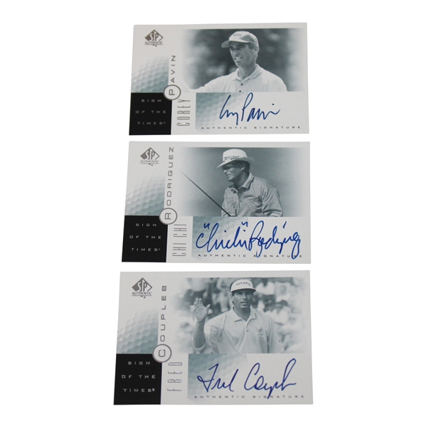 Corey Pavin, Chi Chi Rodriguez & Fred Couples Signed 2001 Upper Deck Sign Of The Times Cards