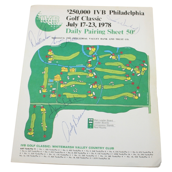 Weiskopf, Littler & Graham Signed 1978 Philadelphia Golf Classic Pairing Sheet JSA ALOA