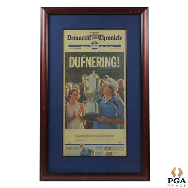 Dufnering! Jason Dufner Kissing The Wanamaker Trophy 2013 Newspaper Page - Framed