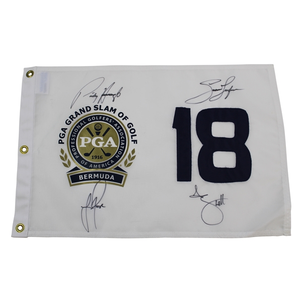 Rose, Harrington, Dufner & Scott Signed PGA Grand Slam of Golf at Bermuda Flag JSA ALOA