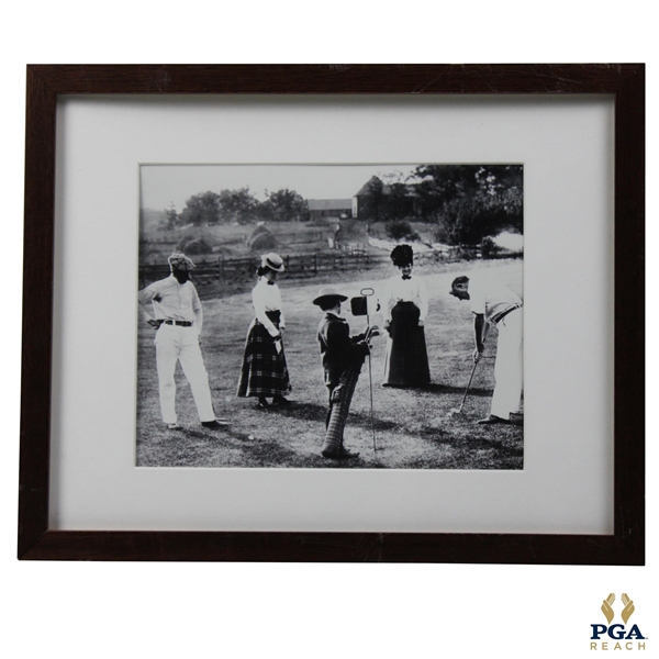 Black And White Vintage Golfing Photo - Framed 