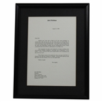 Jack Nicklaus Signed Letter to Past PGA President Will Mann w/ 2000 PGA Champ Content JSA ALOA